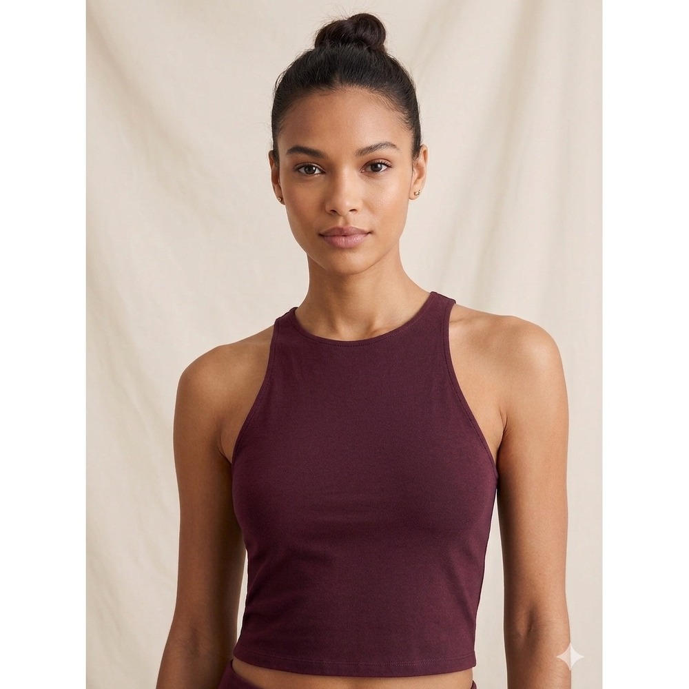 J.Crew Tank Top Women XS Burgundy High-Neck Crop Tank BH968 Re-Imagined Layering